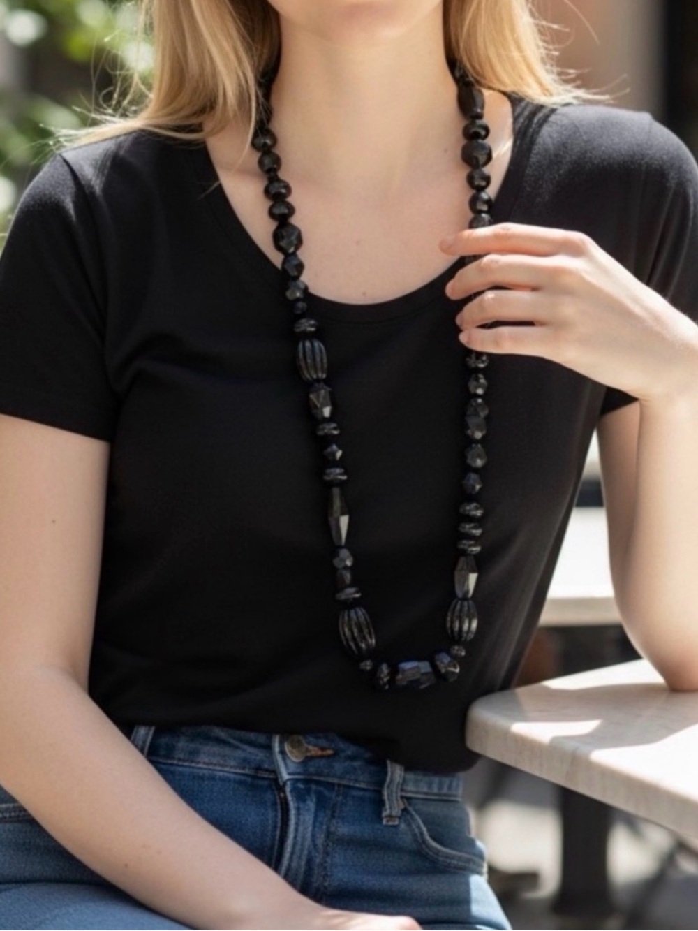 Simply Vera Vera Wang Black Multi-Shaped Beaded Necklace